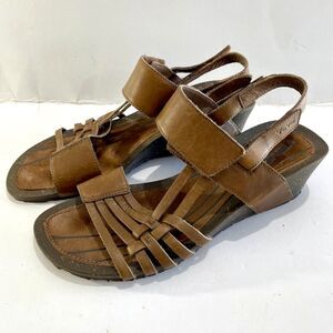 Teva comfort sandals strappy brown wedge summer women 10